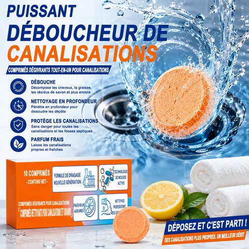💥 Pastilles nettoyantes moussantes pour canalisations — Oxygène actif | Élimine les nuisibles des canalisations | Sans javel, sans soude caustique, sans danger pour les tuyaux
