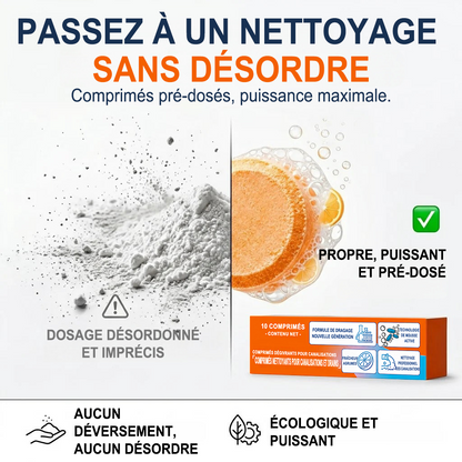 💥 Pastilles nettoyantes moussantes pour canalisations — Oxygène actif | Élimine les nuisibles des canalisations | Sans javel, sans soude caustique, sans danger pour les tuyaux