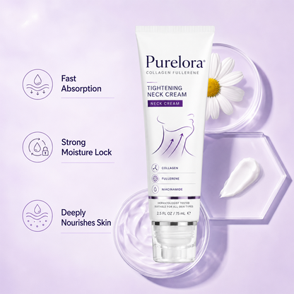 🎉 Purelora® Instant Neck Lifting Cream — 🍀 Enriched with Retinol and Hyaluronic Acid | Helps firm neck skin, reduce wrinkles, and improve the appearance of a double chin.