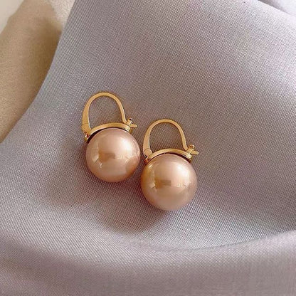 2025 New Korean Style Contracted Heart Pearl Earrings Zircon Geometric Stud Earring