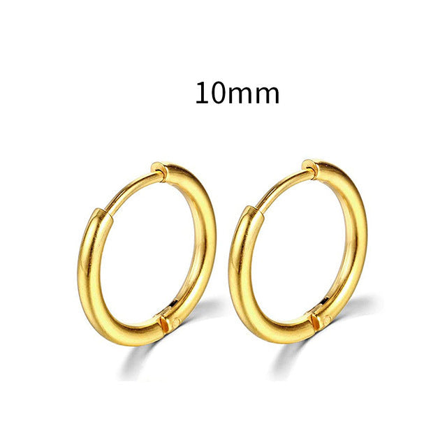 2025 New Simple Stainless Steel Gold Small Earrings Cartilage Ear Piercing Jewelry