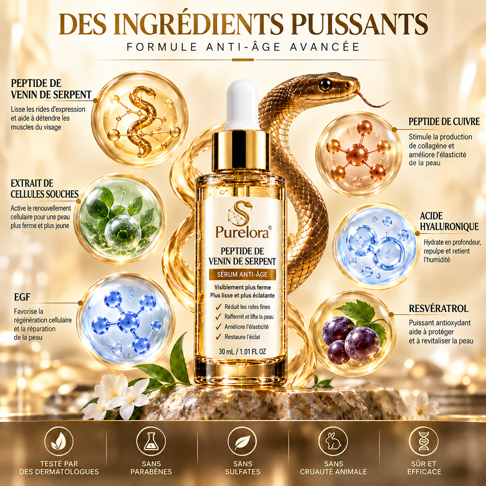 🔥 DERNIER JOUR : -80 % | Sérum antirides au venin de serpent – Lisse les ridules et raffermit visiblement la peau