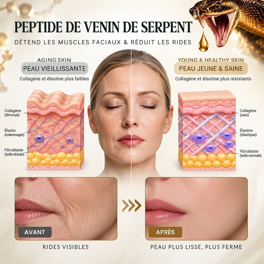 🔥 DERNIER JOUR : -80 % | Sérum antirides au venin de serpent – Lisse les ridules et raffermit visiblement la peau