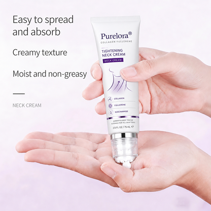 🎉 Purelora® Instant Neck Lifting Cream — 🍀 Enriched with Retinol and Hyaluronic Acid | Helps firm neck skin, reduce wrinkles, and improve the appearance of a double chin.