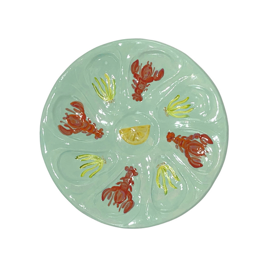 Hand-Painted Oyster Plate, My Lobster