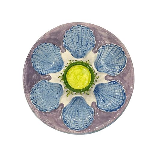 Hand-Painted Oyster Plate, Sally Lavender